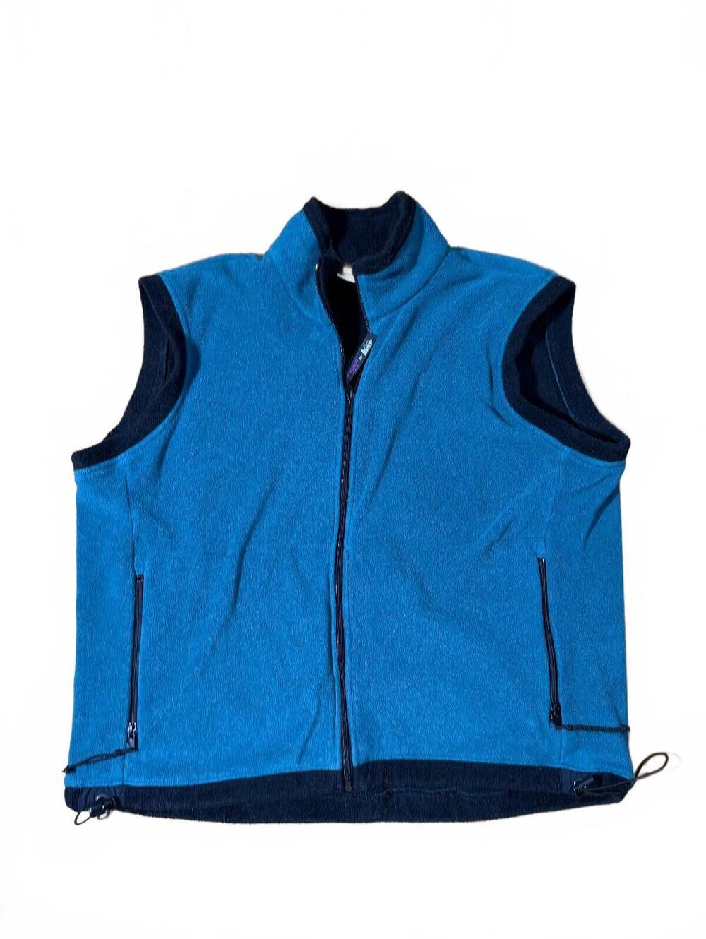 VIntage 90s REI Windblock Light Blue Fleece Zip Up Vest Size L